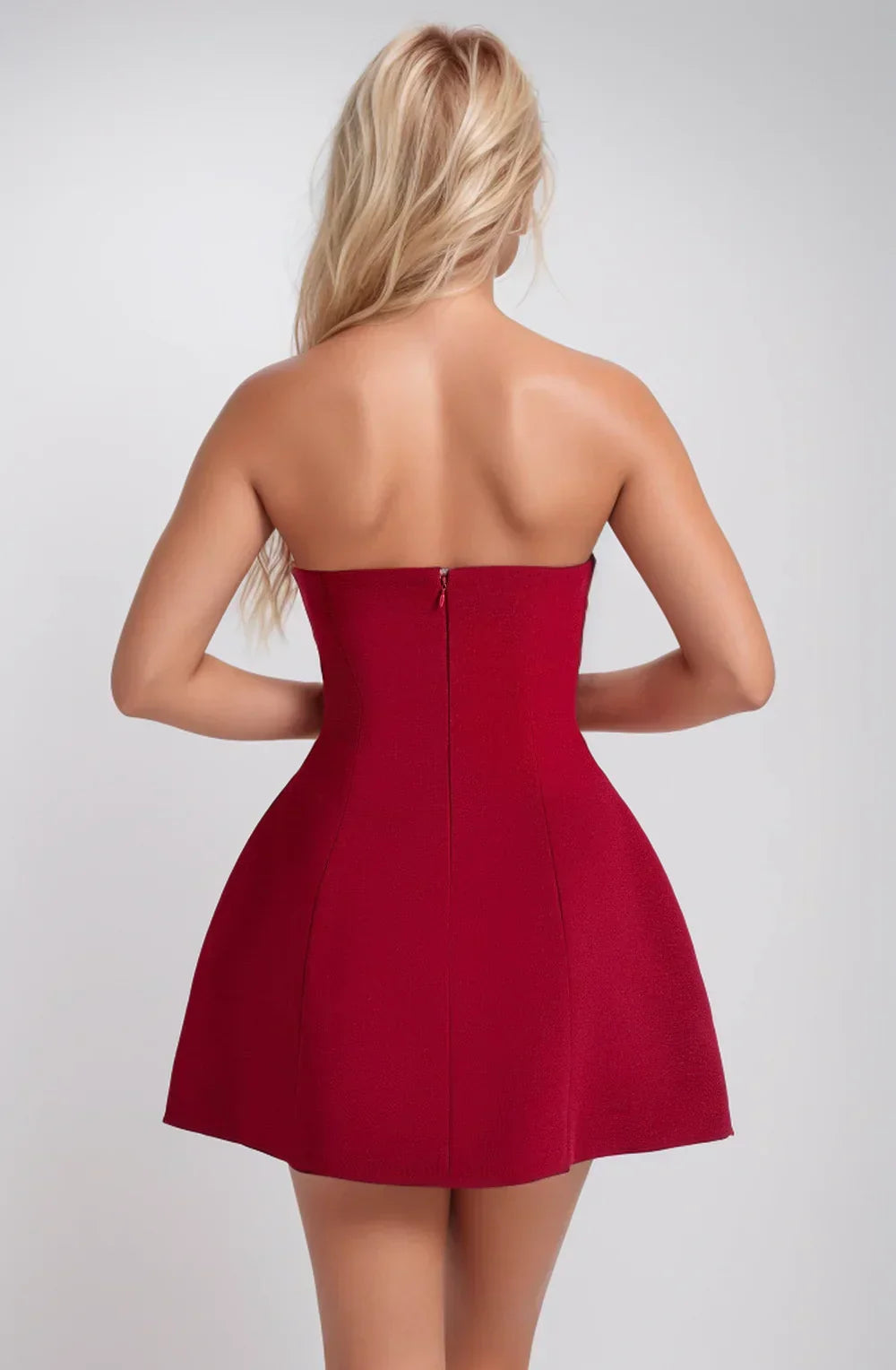 ASHIA STRAPLESS MINI DRESS - WINE - NEOSHOP