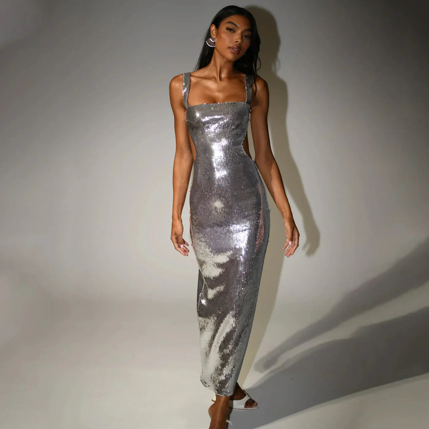 IRIS MAXI DRESS - SILVER - NEOSHOP