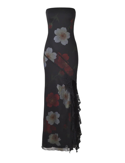 Nima Black Rose Maxi Dress Lavva