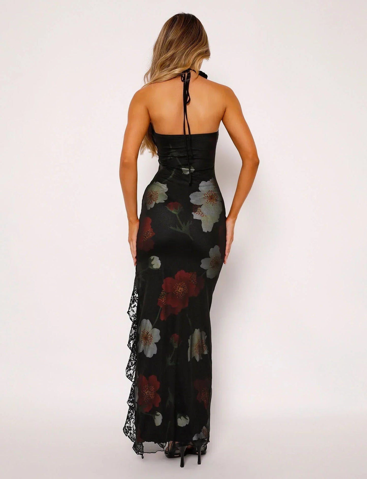 Nima Black Rose Maxi Dress Lavva