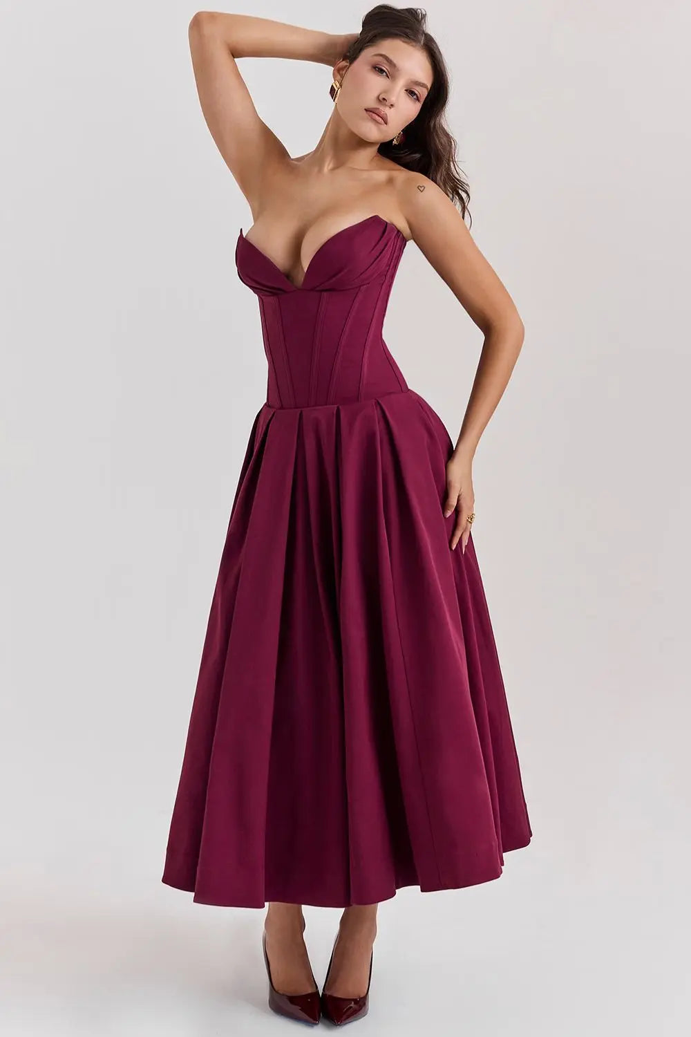 ZARIA MAXI DRESS - WINE - NEOSHOP