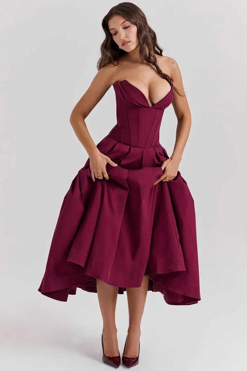 ZARIA MAXI DRESS - WINE - NEOSHOP