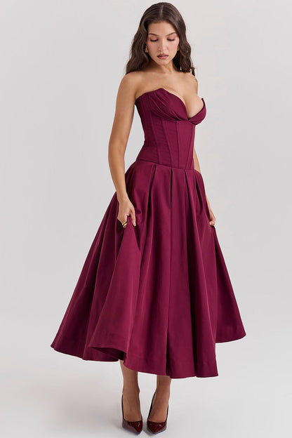 ZARIA MAXI DRESS - WINE - NEOSHOP