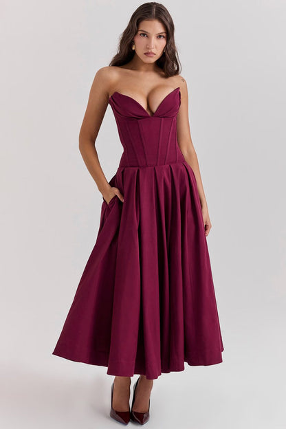 ZARIA MAXI DRESS - WINE - NEOSHOP