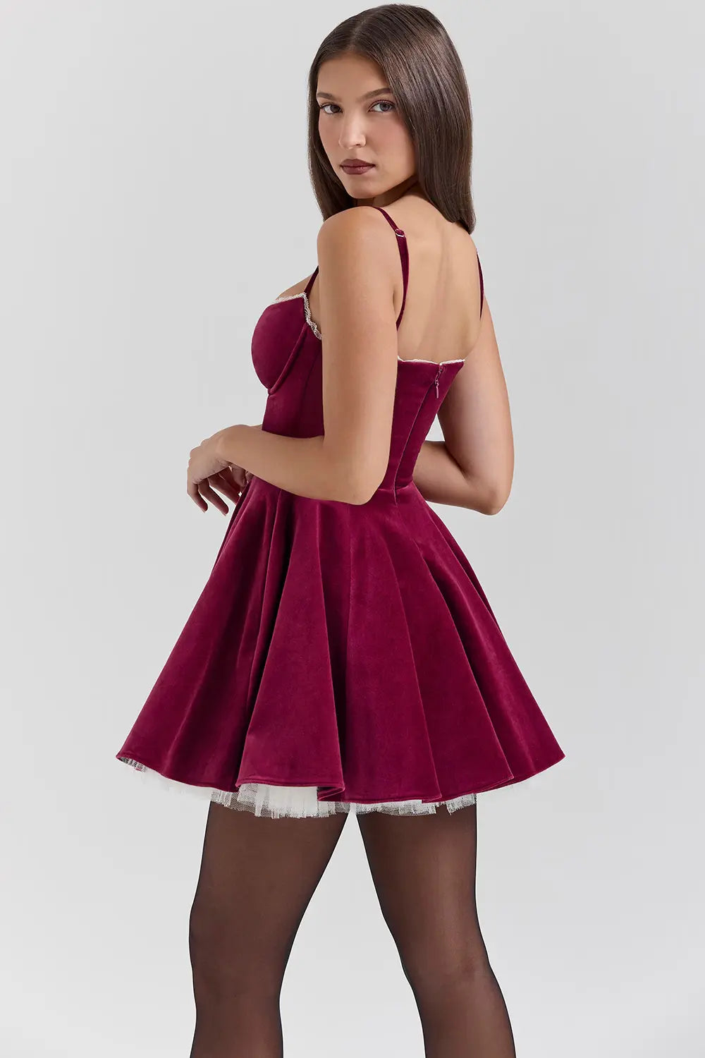 SELENA MINI DRESS - BURGUNDY - NEOSHOP