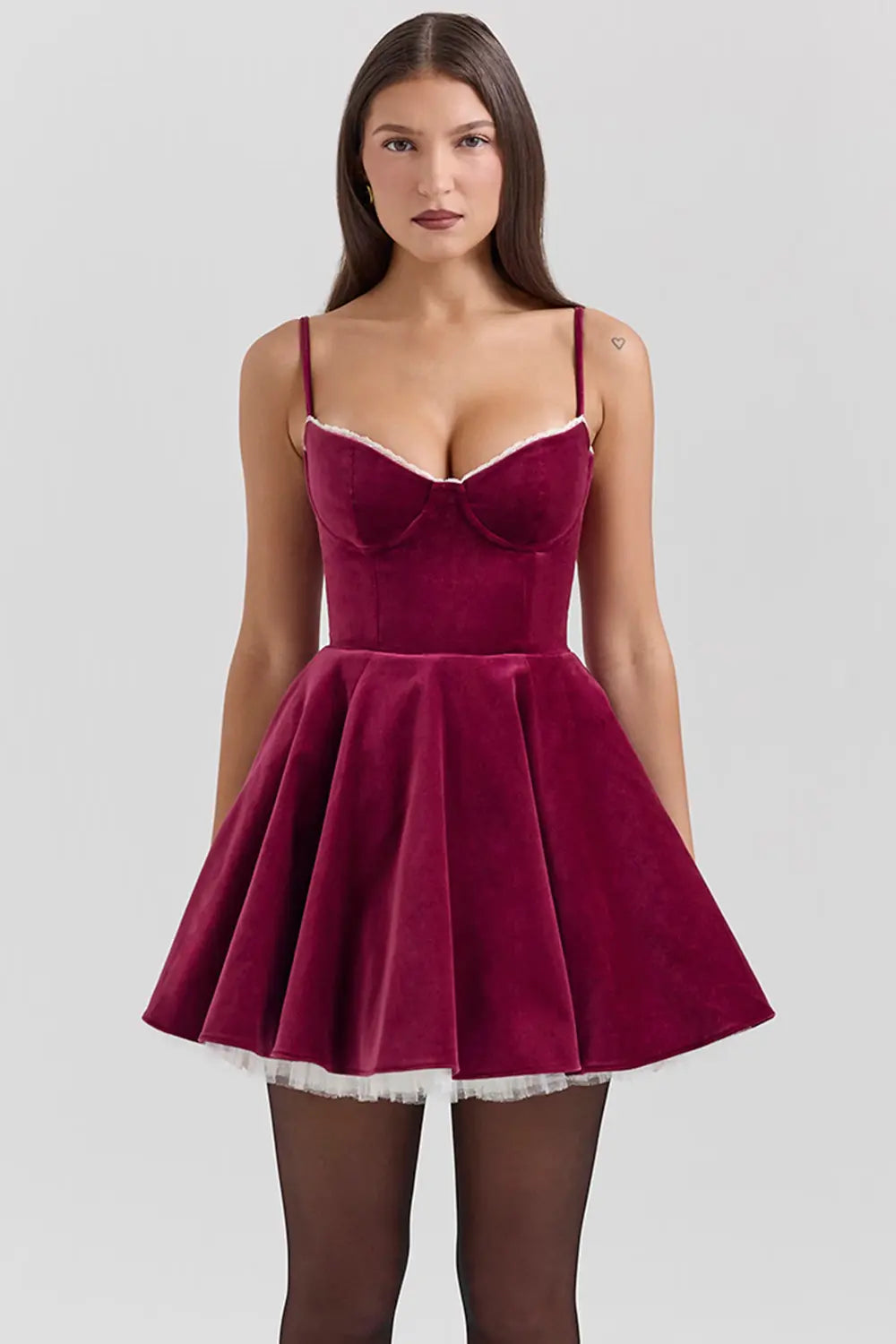 SELENA MINI DRESS - BURGUNDY - NEOSHOP