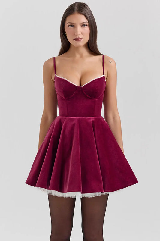 SELENA MINI DRESS - BURGUNDY - NEOSHOP